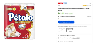 Papel Higiénico Pétalo Rendimax 32 Rollos por $175 | Walmart