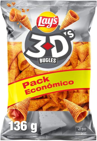 5 bolsas Lay'S Buggles, snack con forma de cono 3D'S Originales 136g por 6.85€
