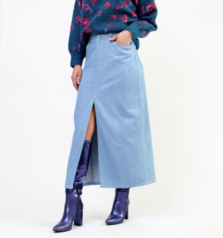 Pieces Asta blauwe maxi rok voor €10 bij Torfs