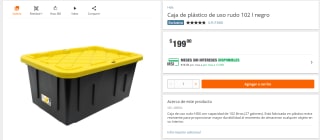 Caja de plástico de uso rudo HDX 102 L por $199 en Home Depot