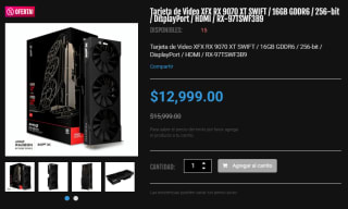 Tarjeta XFX RX 9070 XT SWIFT 16GB GDDR6 por $12,999 | CyberPuerta