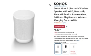 Sonos Move 2 Draadloze draagbare speaker voor €329 bij Amazon