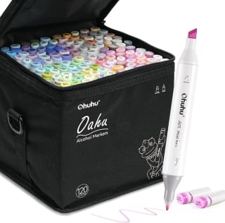 Ohuhu Alcohol Markers, 120 Kleuren Markerset voor €58,08 bij Amazon