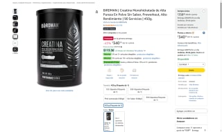 BIRDMAN Creatina Monohidratada 450g por $152 | Amazon Now