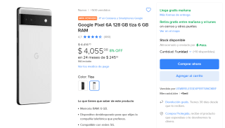 Google Pixel 6A 128GB por $3,467 | Mercado Libre (AMEX)