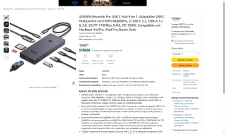 UGREEN Revodok Pro USB C Hub 9 en 1 Aluminio por $599 | Amazon