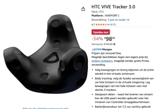HTC Vive Tracker 3.0 Tracker voor €98 bij Amazon
