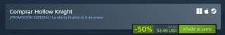 Hollow Knight por $90 | Descuento Steam