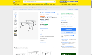 Set 2 Mesas Plegables 180cm por $1,212 | Oferta Mercado Libre
