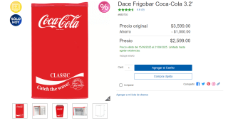 Dace Frigobar Coca-Cola 3.2' en $2,599 | Oferta Costco