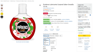 Prudence Lubricante Corporal Sabor Grosella 75mL por $45 en Amazon