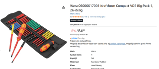 Wera Bitschroevendraaier VDE 26-delig voor €84 bij Amazon