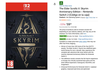 Nintendo Switch 2 The Elder Scrolls V - Skyrim voor €39,90 bij Amazon