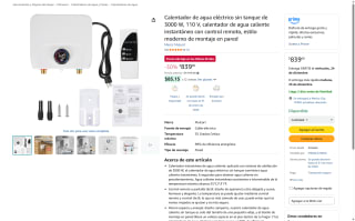 Calentador Agua Eléctrico 3000W 110V por $839 | Amazon