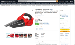 Aspiradora de Mano Craftsman V20 45 CFM por $834 | Amazon