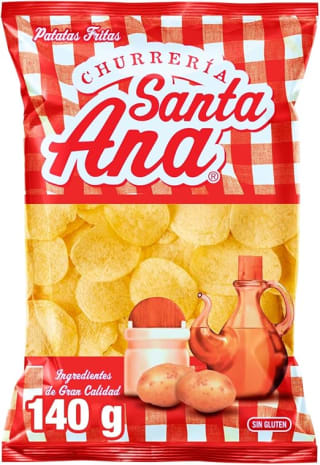 8 bolsas Santa Ana, Patatas fritas con sal estilo churrería 140gr por 6€