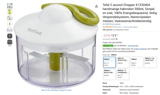 Tefal 5 second Chopper K1330404 voor €11,17 bij Amazon