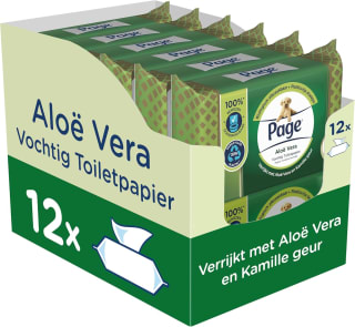 Page® vochtig toiletpapier met Aloë Vera en Kamille - 12 x 38 stuks voor €9,99