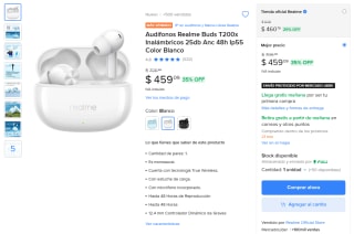 Audífonos Realme Buds T200x por $459 | Mercado Libre