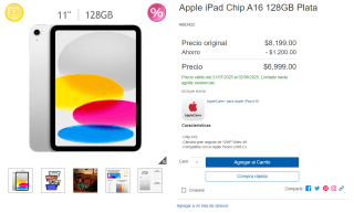 iPad A16 128GB Plata por $6,399 | Costco (HSBC)