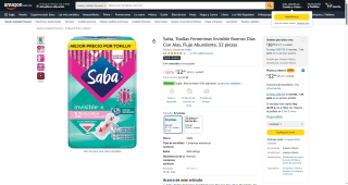 32 Pack Saba Toallas Femeninas Invisible Buenos Días con Alas por $32 | Amazon