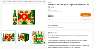 Cerveza Clara Dos Equis Lager 12 Botellas de 355ml en $120 | Chedraui