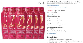 L’Oréal Paris Elvive Color Vive Shampoo (6x250 ml) voor €18,21 bij Amazon