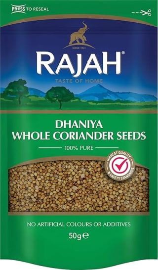 Rajah Dhaniya Whole Coriander Seeds, 50g - 57p S&S