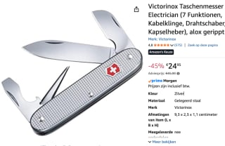 Victorinox Electrician zakmes 7 functies 93 mm voor €24,95 bij Amazon