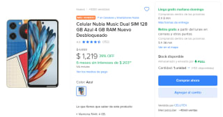 Nubia Music 128GB por $1,199 | Oferta Mercado Libre