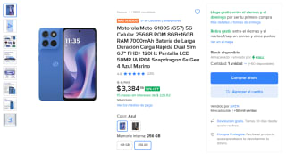 Motorola Moto G100s (g57) 5G 256GB 8GB+16GB por $3,384 en Mercado Libre