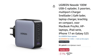 UGREEN Nexode 100W USB-C-oplader voor €37,95 bij Amazon