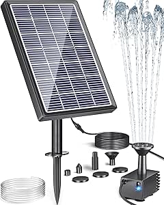 Biling Solar Water Fountain for Small Garden Water Feature with 6 Nozzles | 3.5W Sola