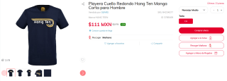 Playera Cuello Redondo Hang Ten Manga Corta por $97 | Oferta Sears