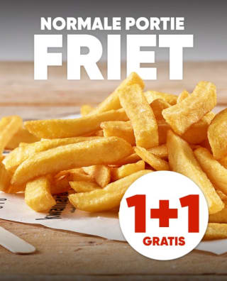 1+1 gratis op normale portie friet bij Kwalitaria