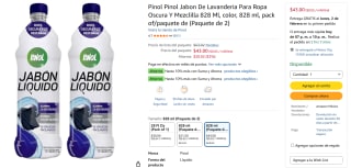 Jabón Lavandería Pinol 828ml x2 por $43 | Amazon