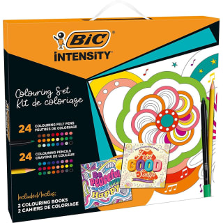 BIC Intensity 511039 Set de colorear 50 piezas con rotuladores, lápices y libros mand