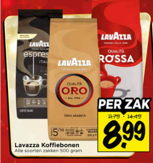 500 Gram Lavazza koffiebonen voor €8,99 bij Vomar