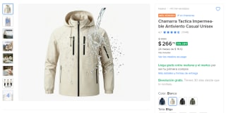 Chamarra táctica impermeable antiviento unisex por $267 en Mercado Libre