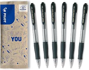 PILOT Caja 6 Bolígrafos Super Grip Recargable y Retráctil Negro por 4.32€