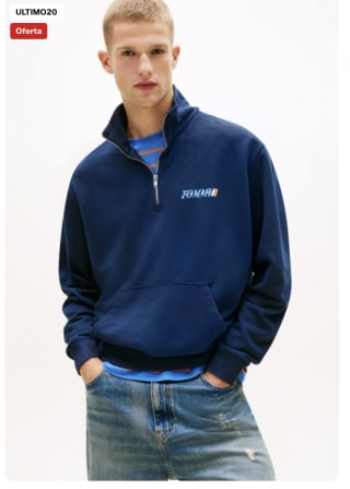 Tommy Jeans sudadera de felpa lavada con media cremallera por 31,16€