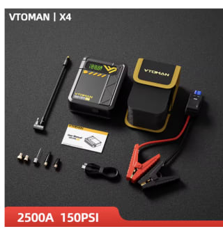VTOMAN X4 2500A Arrancador Salto Automático 150 PSI Bomba Aire Batería Coche 85 L/60
