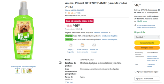 Animal Planet Desenredante 250ml por $46 | Amazon
