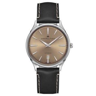Montre Hamilton Jazzmaster Thinline 40 mm, cadran bronze bracelet cuir noir à 630€