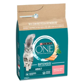 Purina ONE Adult met Zalm & Volkoren granen (2 x 2,8 kg) voor €17,99 bij Zooplus