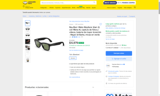 Lentes Ray-Ban Meta Wayfarer Gen 2 por $5,422 | Oferta Mercado Libre