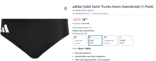 Adidas Solid zwemslip maat S voor €4 bij Amazon