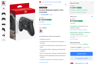 Control Nintendo Switch 2 Pro Controller por $1,371 | Mercado Libre
