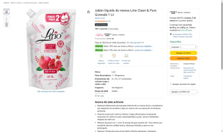 Jabón Líquido Lirio Clean & Pure Granada 1L por $39 | Amazon