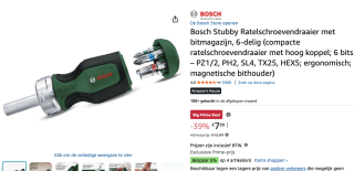 Bosch Stubby Ratelschroevendraaier met bitmagazijn, 6-delig voor €8,02